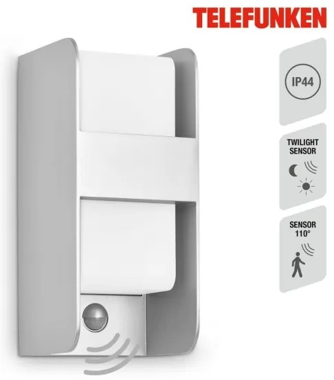 Telefunken 321104TF-Vonkajšie nástenné svietidlo so sen. 1xE27/12W/230V IP44 biela
