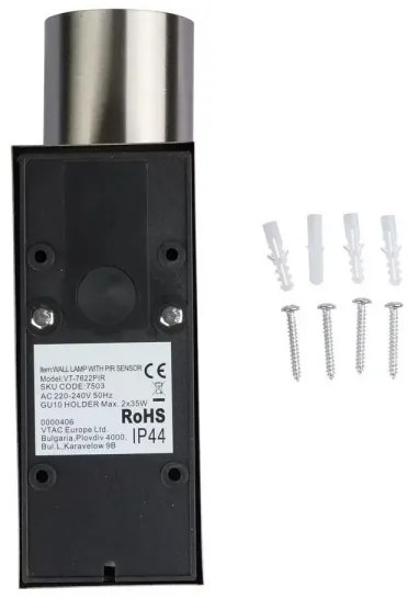 Vonkajšie nástenné svietidlo so senzorom 2xGU10/35W/230V IP44