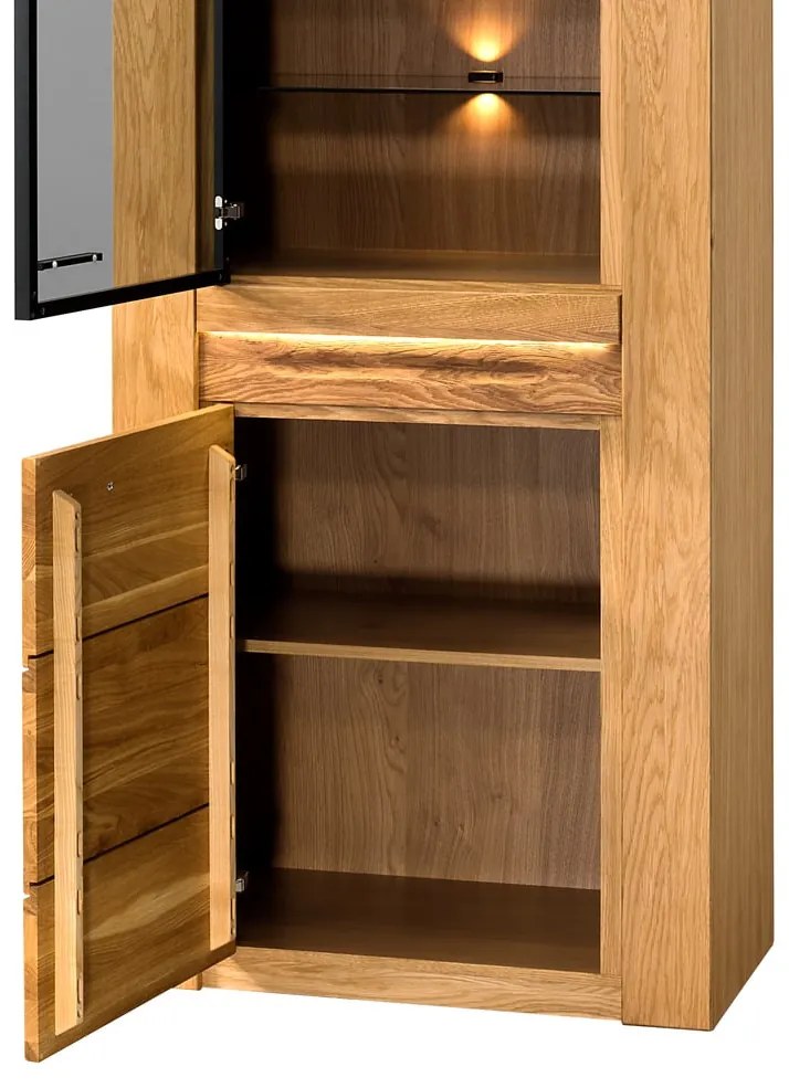 Vitrína Velvet II 10 s LED osvetlením 75 cm z masívu ľavá dub prírodný