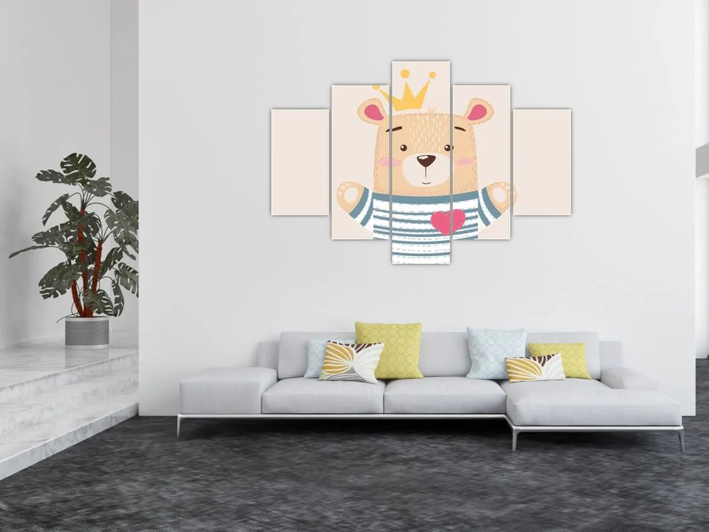 Obraz - Medvedík s korunkou (150x105 cm)