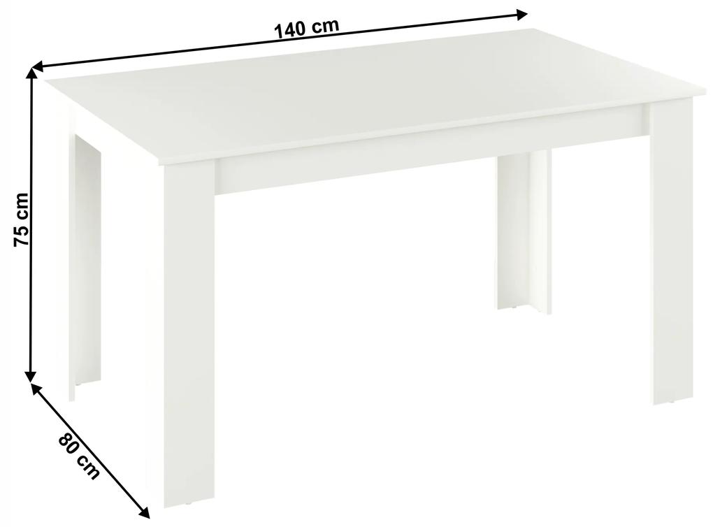 Kondela Jedálenský stôl, biela, 140x80 cm, GENERAL NEW