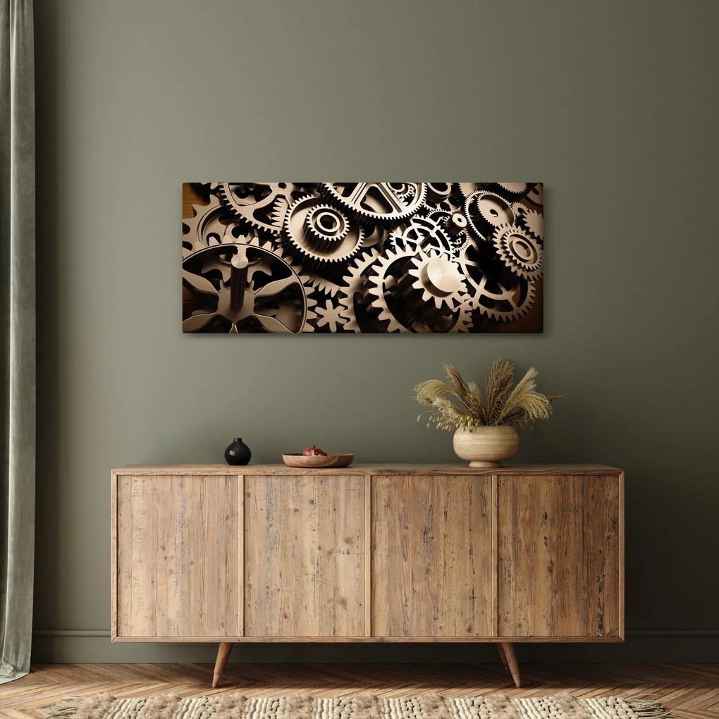 Obraz - Hodinové súčiastky (120x50 cm)