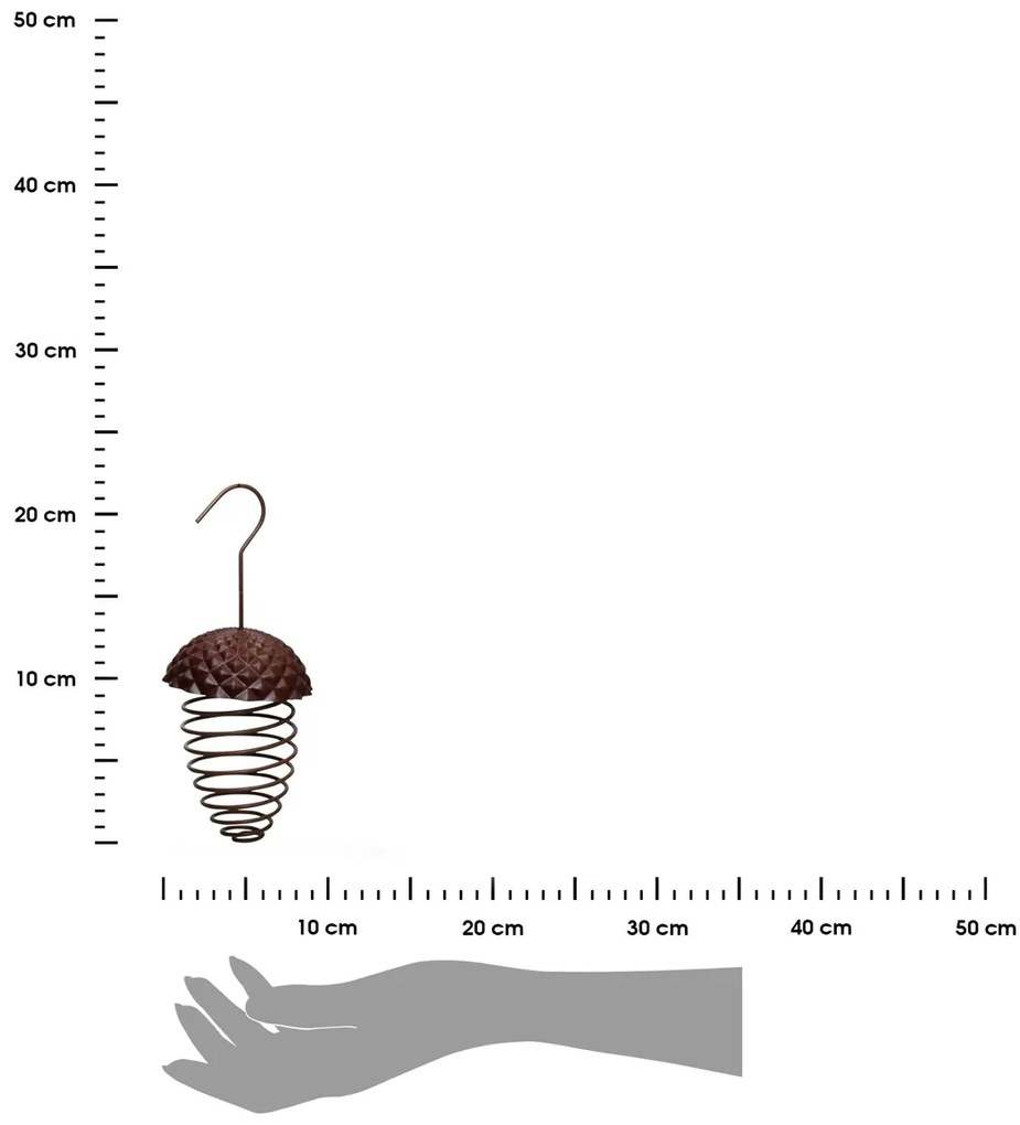 Závesné kŕmidlo pre vtáky Cone, 23x10 cm, plast/kov, hnedá