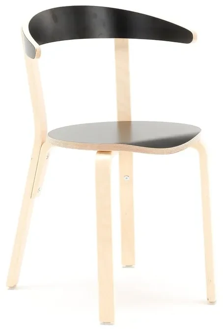 Detská jedálenská stolička LINUS, V 450 mm, breza, laminát - čierna