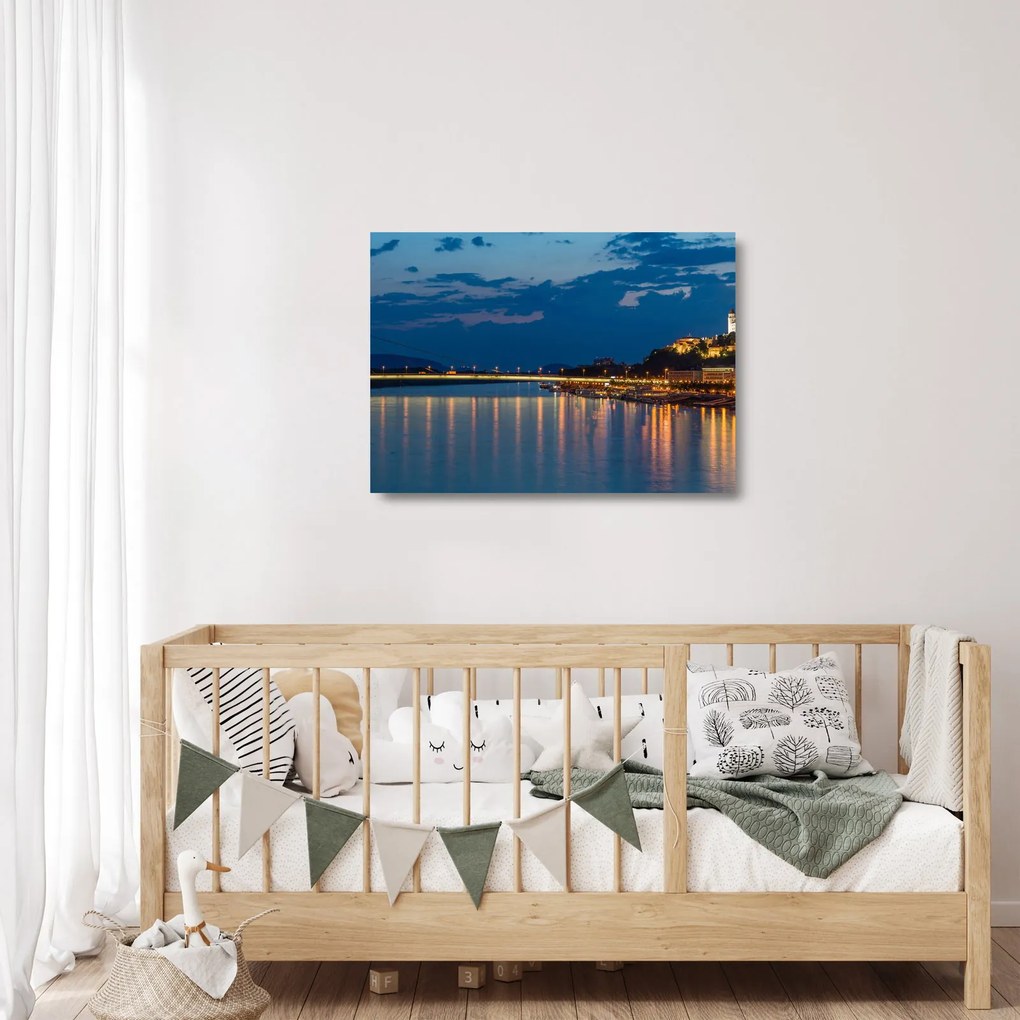 Sklenený obraz Bratislavy s hradom (70x50 cm)