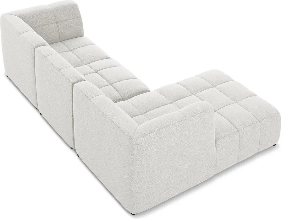 Biela rohová pohovka z textílie buklé (ľavý roh/s leňoškou) Aloha – Makamii