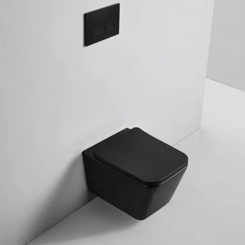 Závesný set GEBERIT Duofix Basic+ WC misa Erga Mery+ 51x36 cm + WC sedadlo, čierna, GEBERIT-MERY-TO2-BK-SET