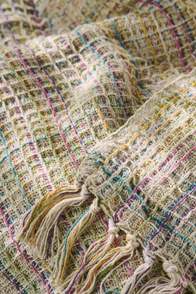 Ib Laursen Bavlněný přehoz Multicoloured mix Green 130 × 160 cm