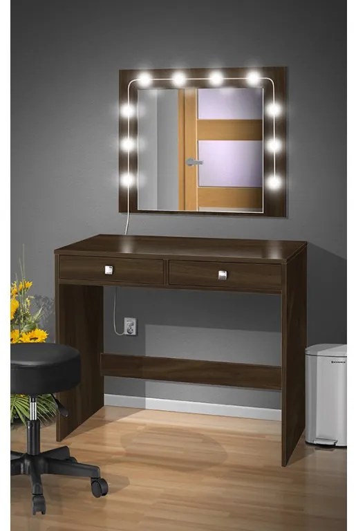 Nabytekmorava Toaletný stolík s LED osvetlením a zrkadlom farba lamina: agát (akát)