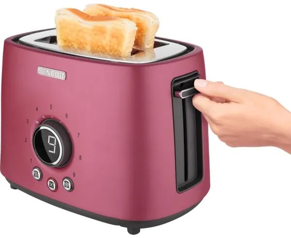 Sencor - Hriankovač s dvoma otvormi a ohrievacím roštom 1000W/230V ružový