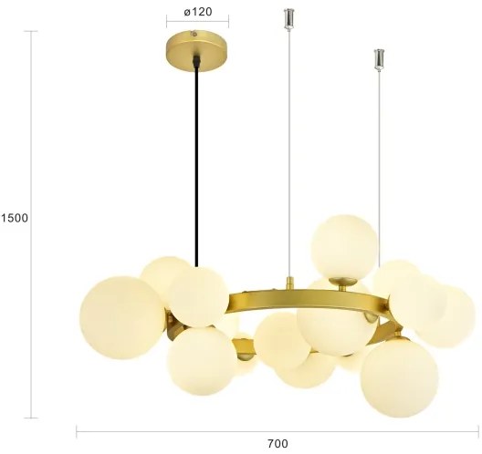 Brilagi - LED Luster na lanku MILLA 15xG9/3W/230V zlatá/biela