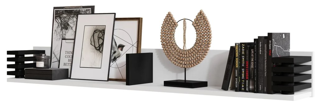 GOKEE PW-145 Biela matná/ Čierna matná - MODERNÁ ZÁVESNÁ/ NÁSTENNÁ POLICA S LAMELAMI