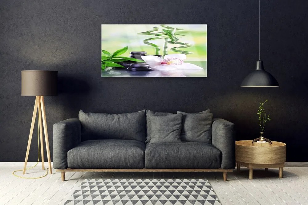 Skleneny obraz Orchidea bambus zen kúpele 100x50 cm