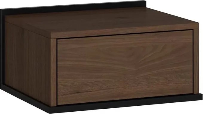 Závesná nočná skrinka Zenar so zásuvkou 50 cm - elegantný orech / čierna