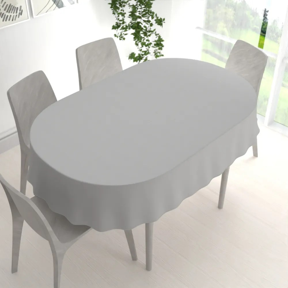 Biante Oválny bavlnený saténový obrus ST-012 Svetlo sivý 60x100 cm
