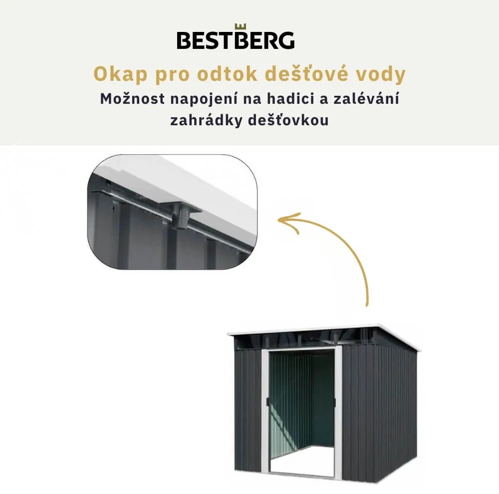 Záhradný domček BestBerg ZDSL-6A / 6,6 m² / 238 x 279 x 203 cm / sivá