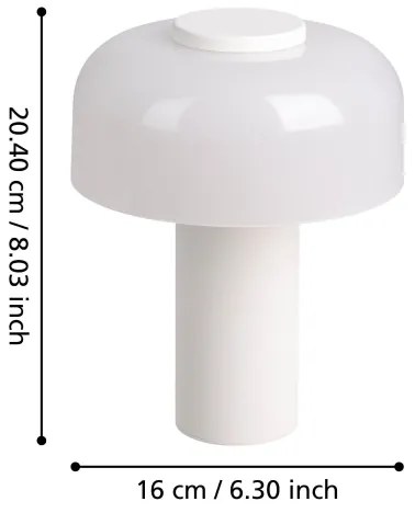 Eglo 900982 - LED Stmievateľná vonkajšia lampa PONENTE 2,25W/5V 2600mAh IP44 biela