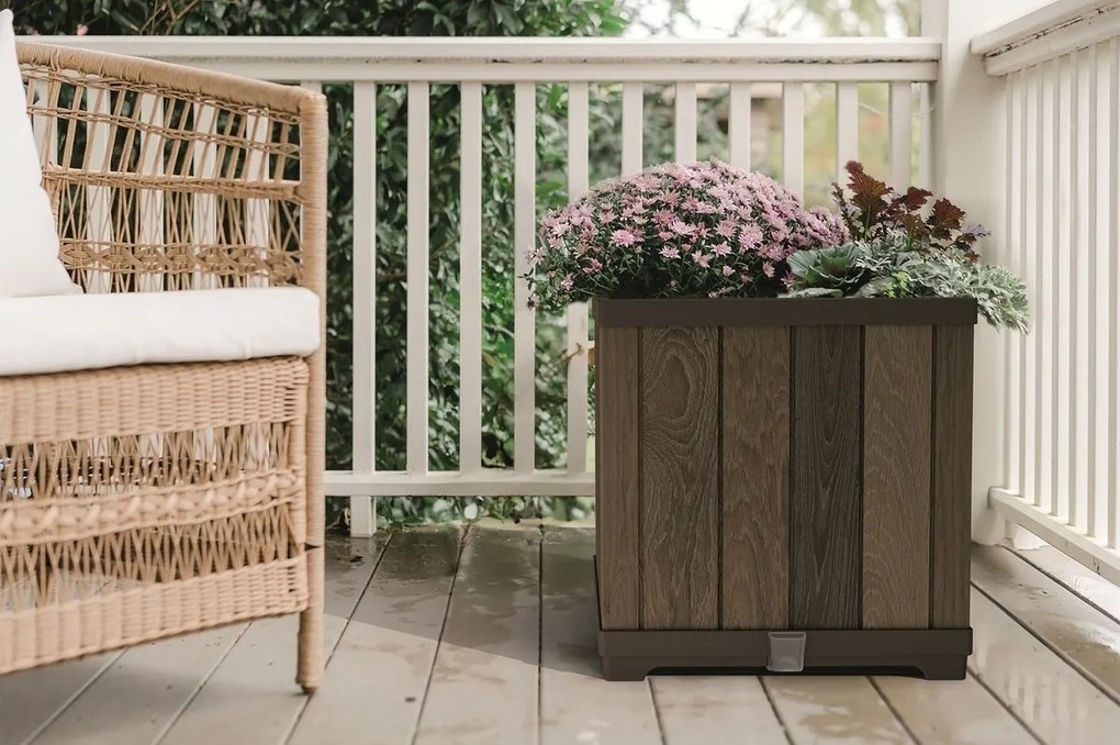 Keter kvetináč Deco Square 45,5 x 45,5 x 45,5 cm, hnedá