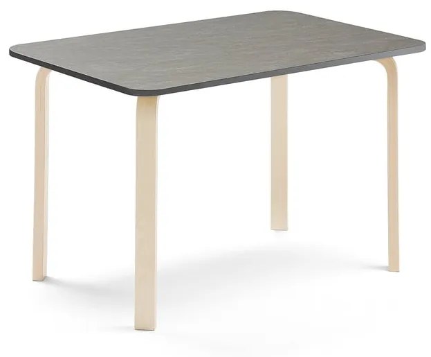 Stôl ELTON, 1200x600x710 mm, linoleum - tmavošedá, breza