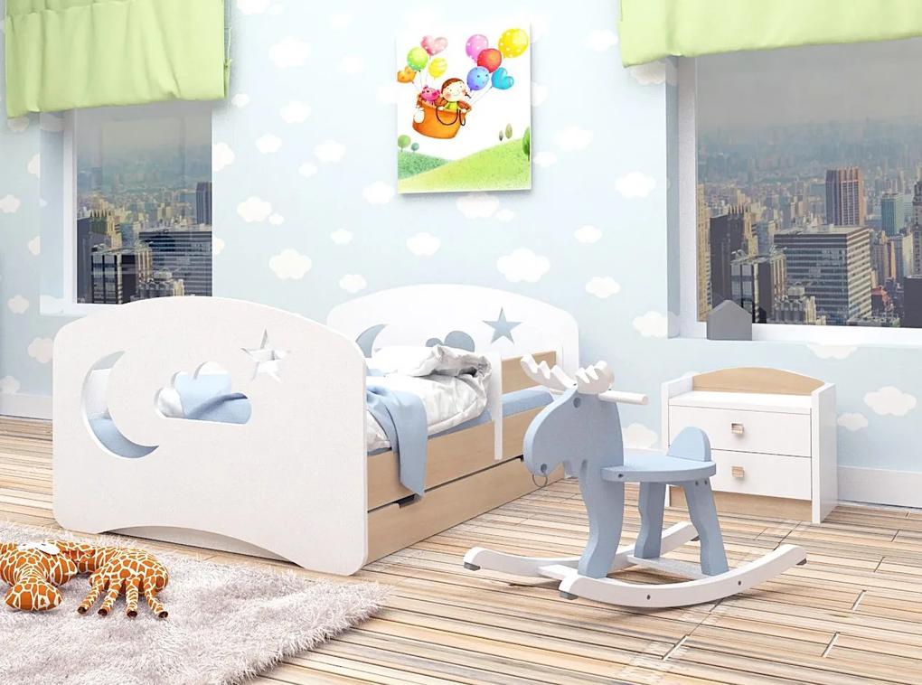 Happy Babies Detská posteľ Happy dizajn/oblak,hviezda,mesiačik Farba: Hruška / Biela, Prevedenie: L10 / 90 x 200 cm / S úložným priestorom
