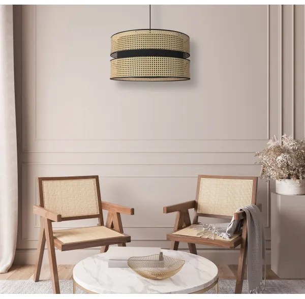 Duolla - Luster na lanku DUO 1xE27/15W/230V pr. 40 cm ratan/čierna