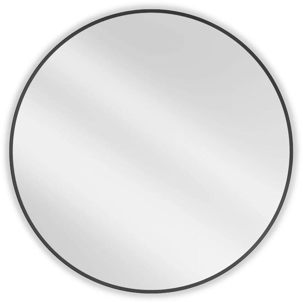 Mexen Loft, okrúhle kúpeľňové zrkadlo 90 cm, farba rámu čierna matná, 9850-090-090-000-70