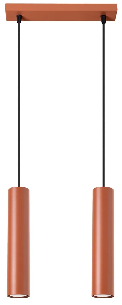 Závesné svietidlo Lagos, 2x oranžové kovové tienidlo