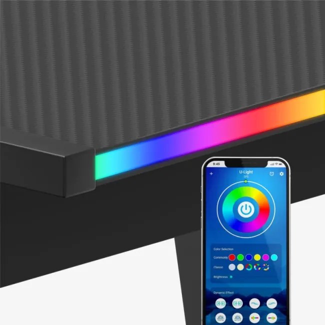 Herný rohový stôl Hero 6.0 RGB čierny