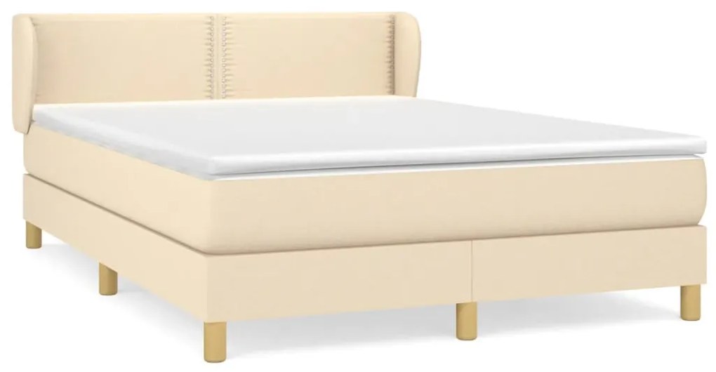 Posteľný rám boxspring s matracom krémový 140x200 cm látka