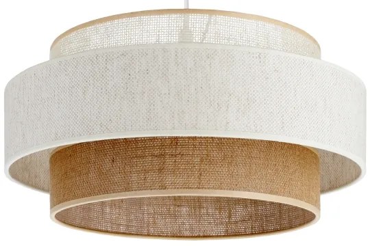 Závesný luster BOHO na lane 1xE27/60W/230V, priemer 40 cm, biela/juta