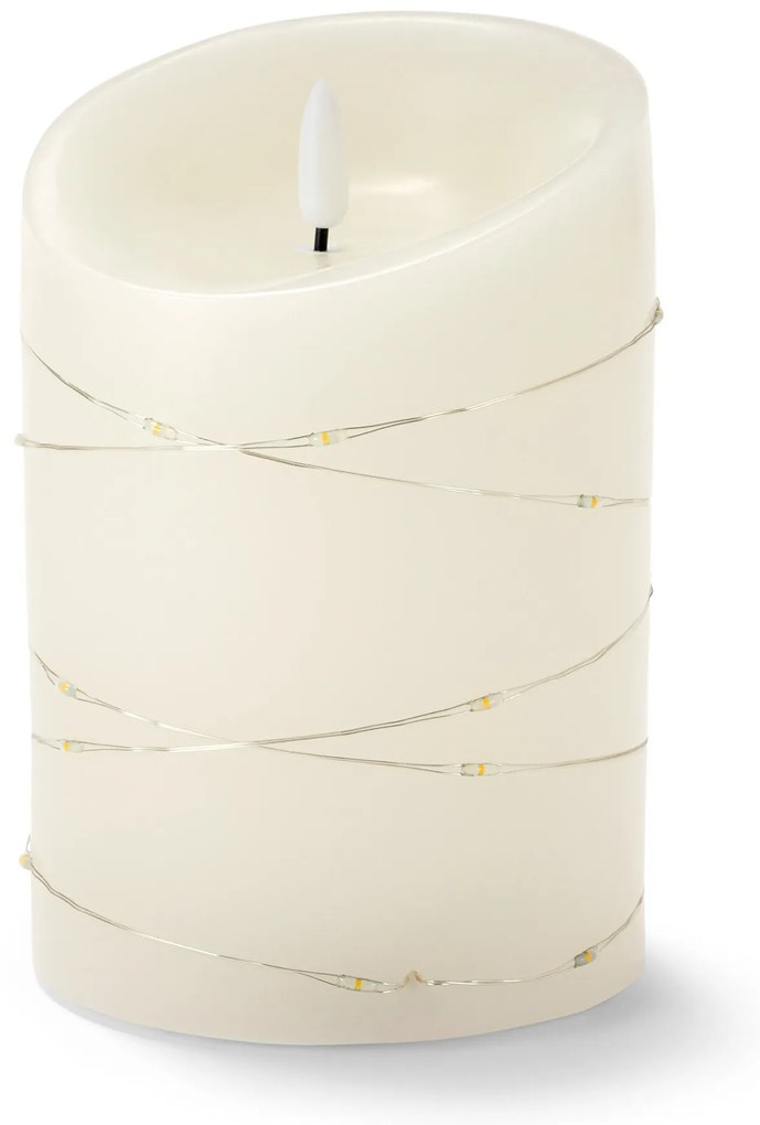 LED sviečka z pravého vosku s reťazou s mikrosvetielkami