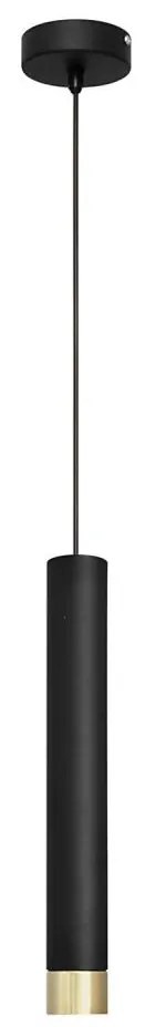 Helam LED Luster na lanku TUBA 1xGU10/4,8W/230V čierna/zlatá W-KM 1111/1 BK+GO