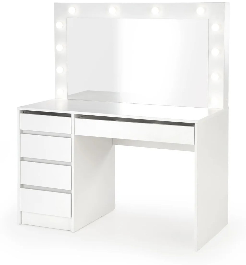 Toaletní stolek HOLLYWOOD s LED osvětlením 120 cm bílý