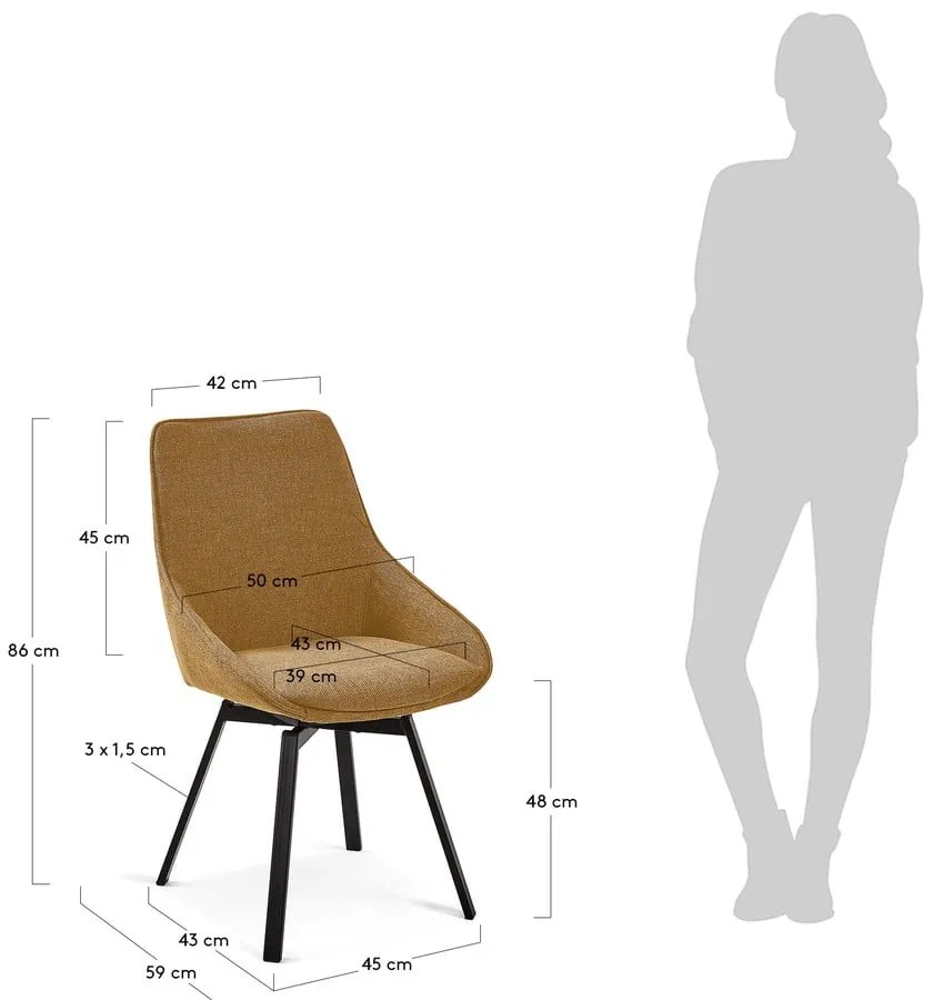 Horčicovožltá otočná stolička Kave Home Haston