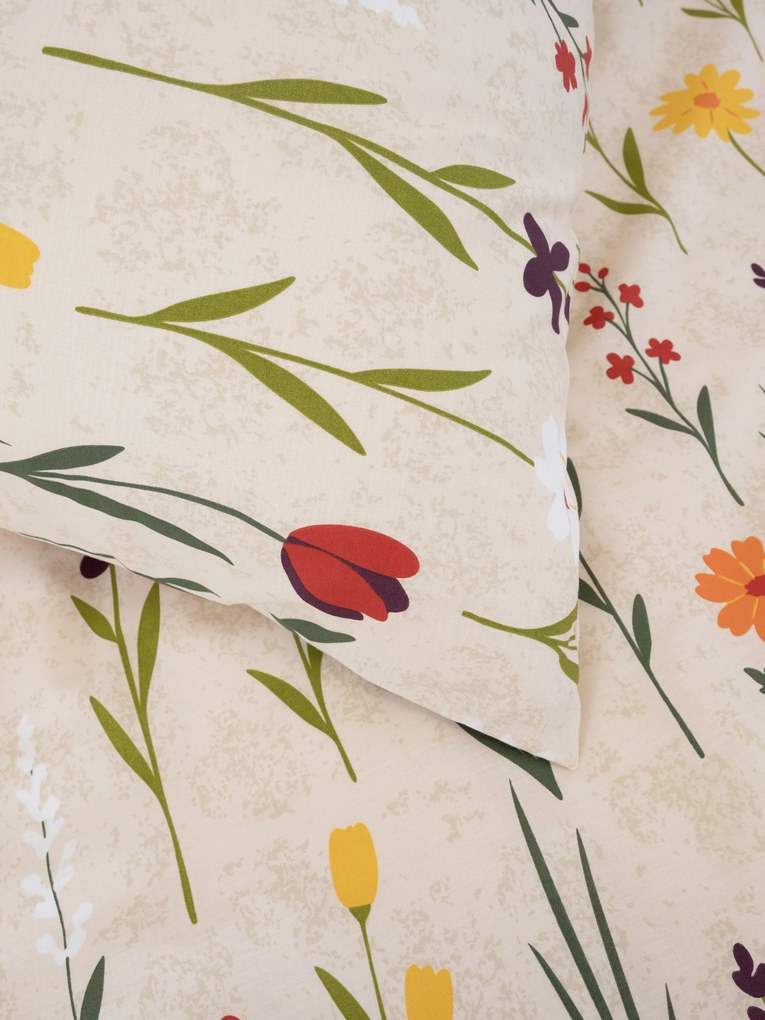 Francúzske bavlnené obliečky Renforcé - Rozkvitnutá lúka prírodná