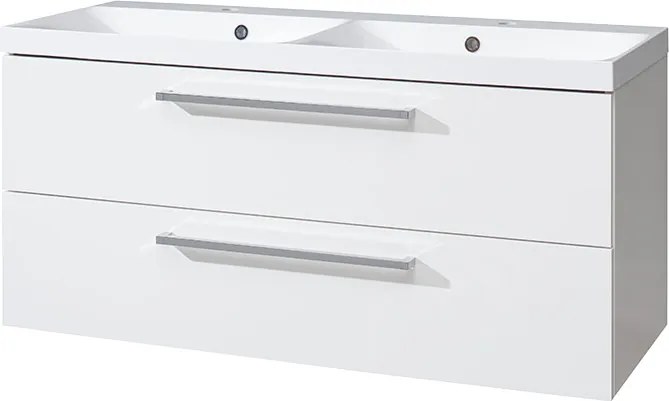 Mereo, Mereo Bino, kúpeľňová skrinka s umývadlom z liateho mramoru 121 cm, biela, MER-CN663M