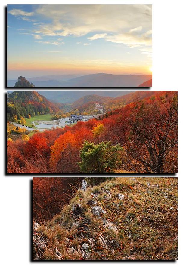Obraz na plátne - Jesenná krajina pri západe slnka, Slovensko, Vrsatec - obdĺžnik 7260C (90x60 cm)