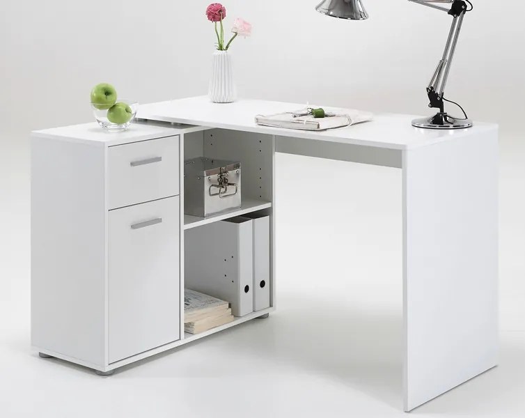 Písací stôl s regálom Albrecht, biely