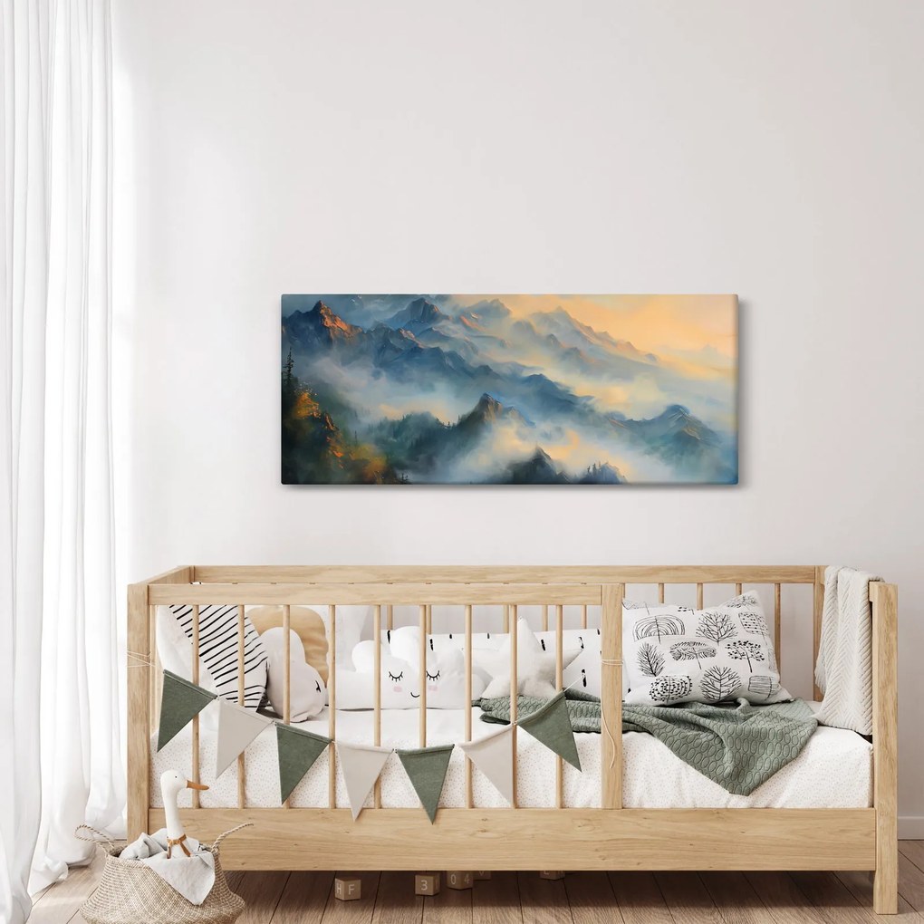 Obraz - Maľovaná horská krajina (120x50 cm)