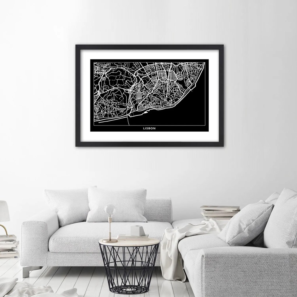 Gario Plagát Plán mesta Lisabon Farba rámu: Bez rámu, Rozmery: 90 x 60 cm