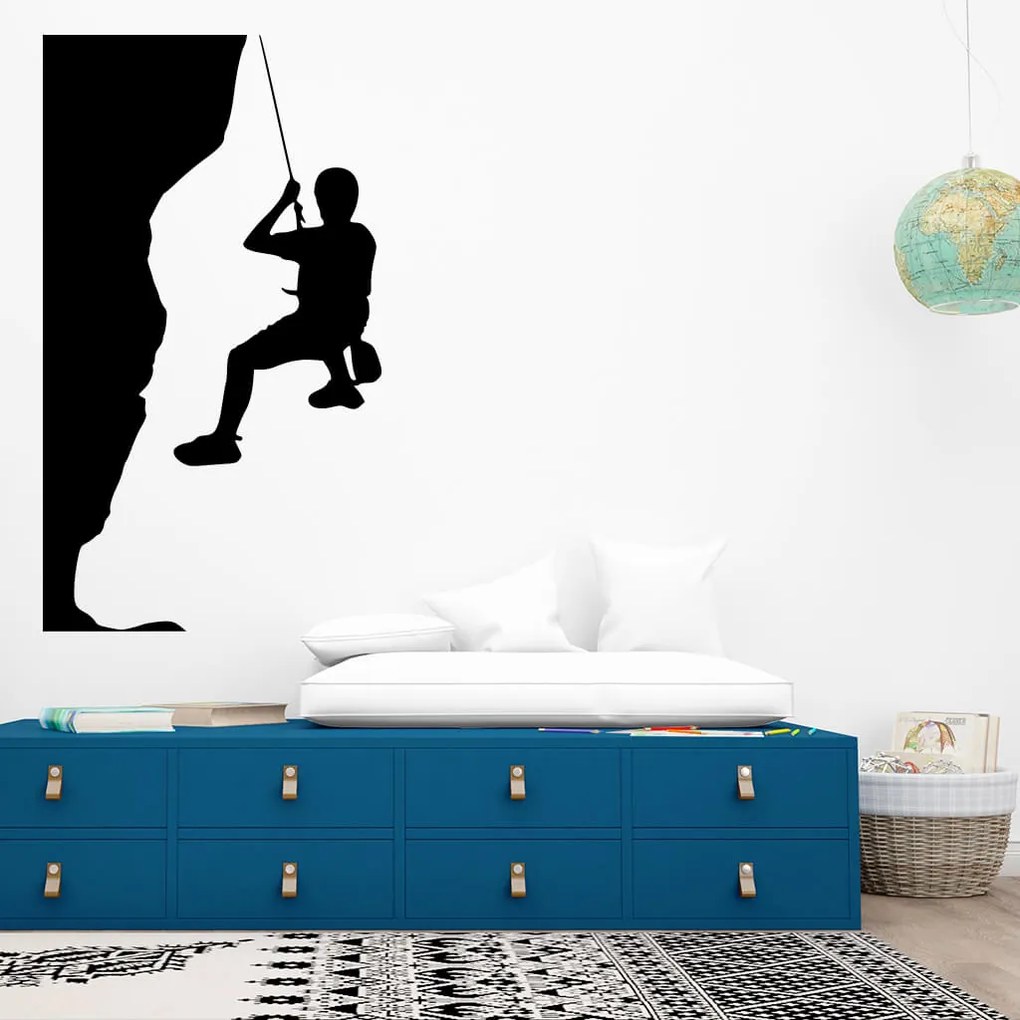 Veselá Stena Samolepka Horolezec Farba: modrá, Veľkosť: 60 x 34 cm