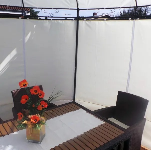 Záhradný altán s LED solárnym osvetlením BestBerg BBGG-21 / 350 x 274 cm / béžová