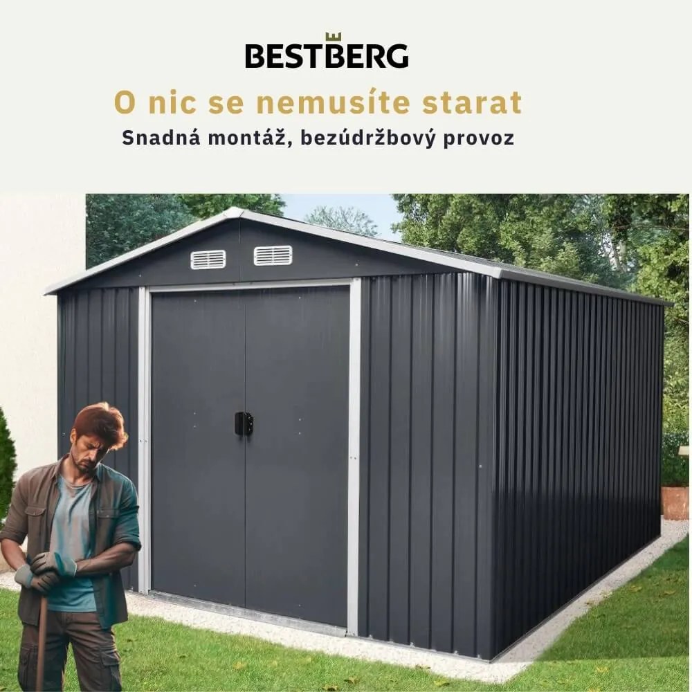 Záhradný domček BestBerg ZDB-9Z / 9 m² / 279 x 324 x 211 cm / zelený