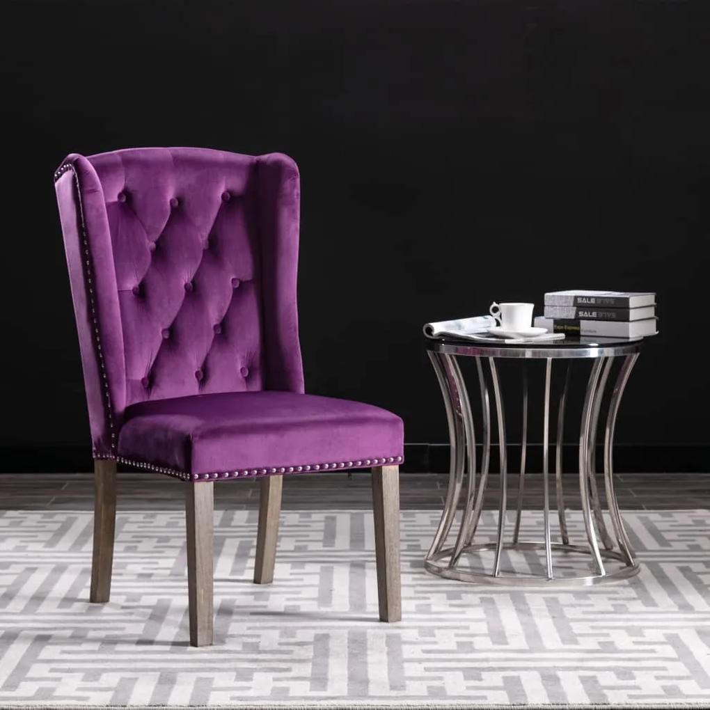vidaXL Jedálenská stolička fialová zamatová