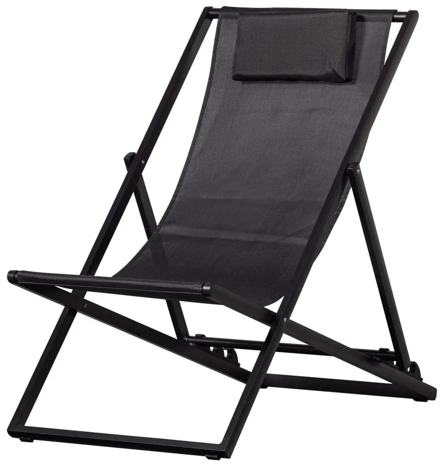 Čierne kovové skladacie záhradné ležadlo Esper - Exotan