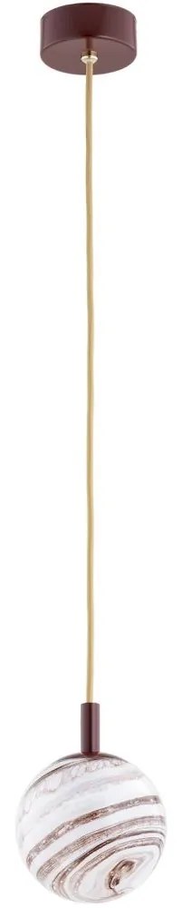 Argon 8452 - Luster na lanku ALMIROS 1xE14/7W/230V pr. 12 cm alabaster hnedá/zlatá