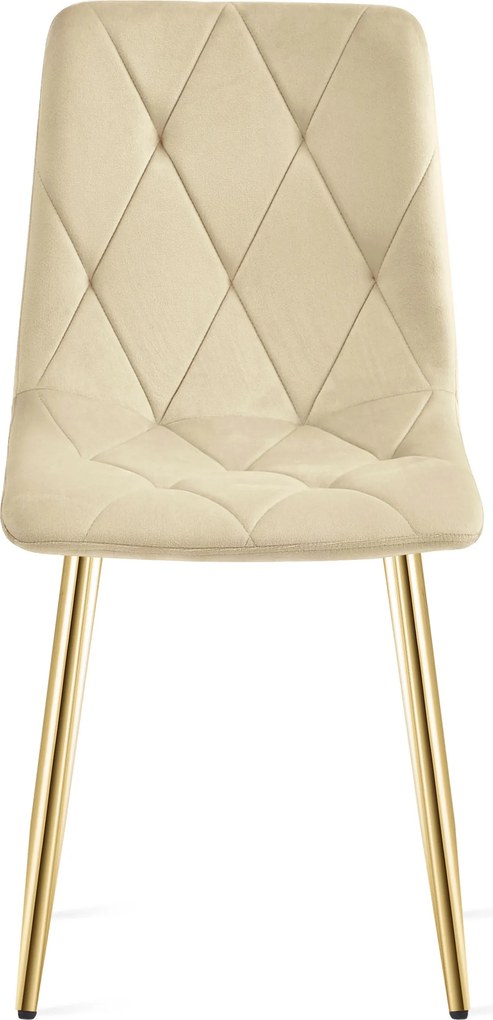 Svetlobéžová zamatová jedálenská stolička LIBRA so zlatými nohami