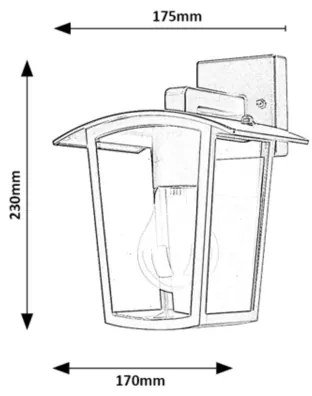 Rabalux 7127 - Vonkajšie nástenné svietidlo TAVERNA 1xE27/15W/230V IP44