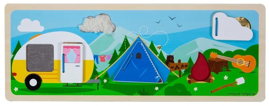 Bigjigs Toys Senzorické puzzle kempovanie v prírode