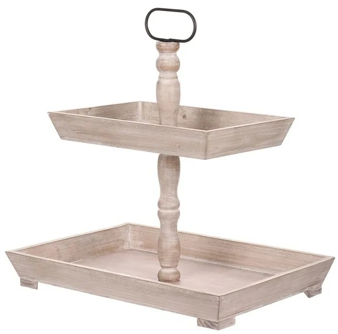 Dekoračný Etažér 2 poschodový, drevený, biela